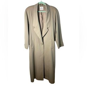 Linda Richards Vintage Long Trench Coat Tan Wool 80’s  Trending SZ 8 EUC